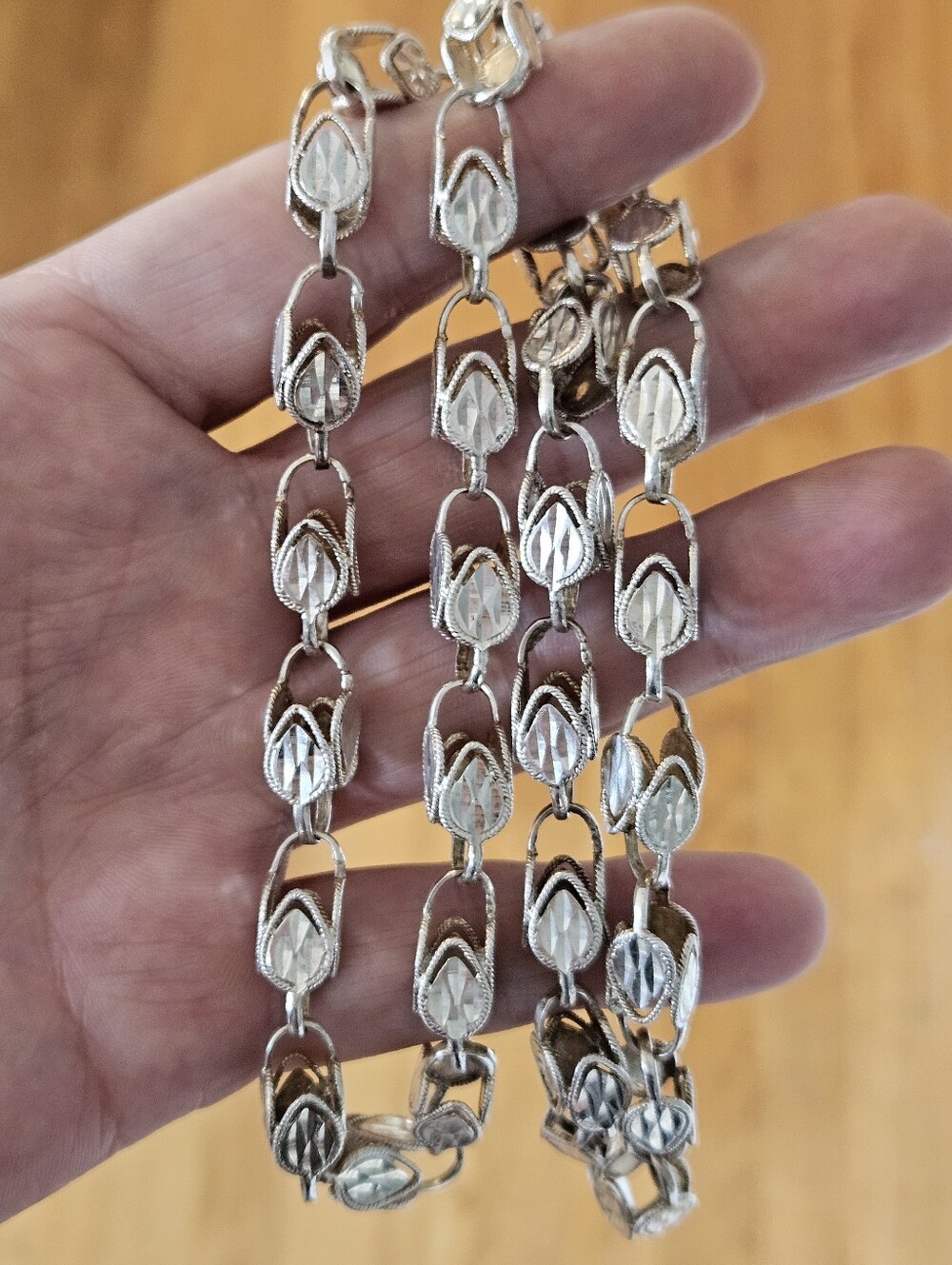 Rare Vintage 9mm Sterling Silver Turkish Link Diamond Cut Chain Necklace 25"